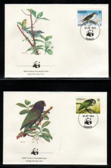 WWF 0009 1984 DOMINICA BIRDS SET OF 4 FDCS - Other & Unclassified