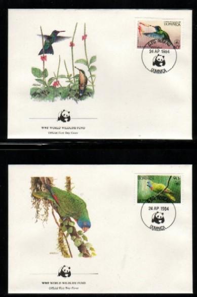 WWF 0009 1984 DOMINICA BIRDS SET OF 4 FDCS - Other & Unclassified