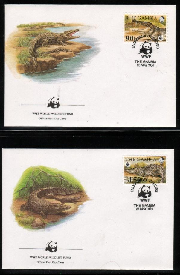 WWF 0011 1984 GAMBIA CROCODILE SET OF 4 FDCS - Other & Unclassified