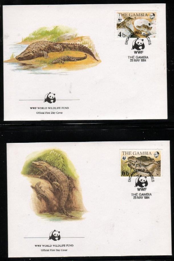 WWF 0011 1984 GAMBIA CROCODILE SET OF 4 FDCS - Other & Unclassified