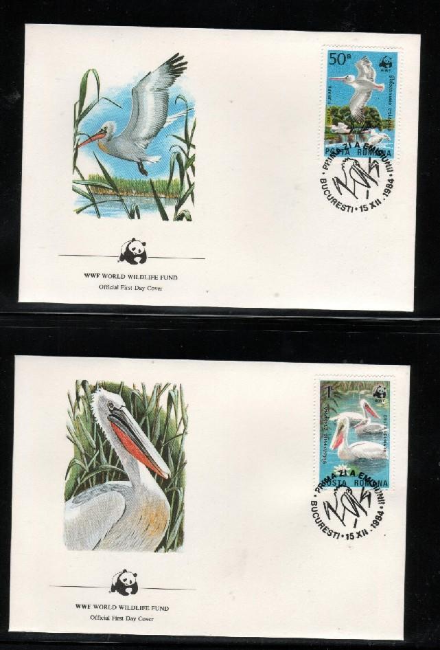WWF 0022 1984 ROMANIA PELICAN SET OF 4 FDCS - Other & Unclassified