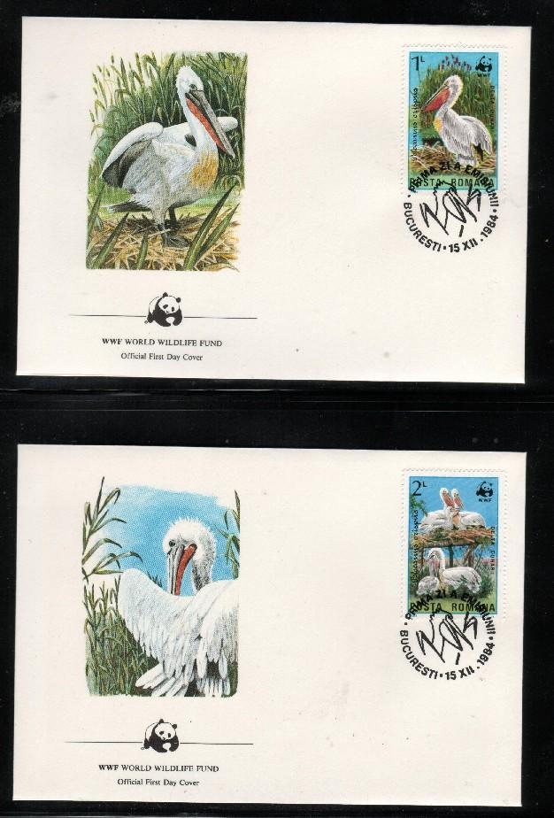 WWF 0022 1984 ROMANIA PELICAN SET OF 4 FDCS - Other & Unclassified