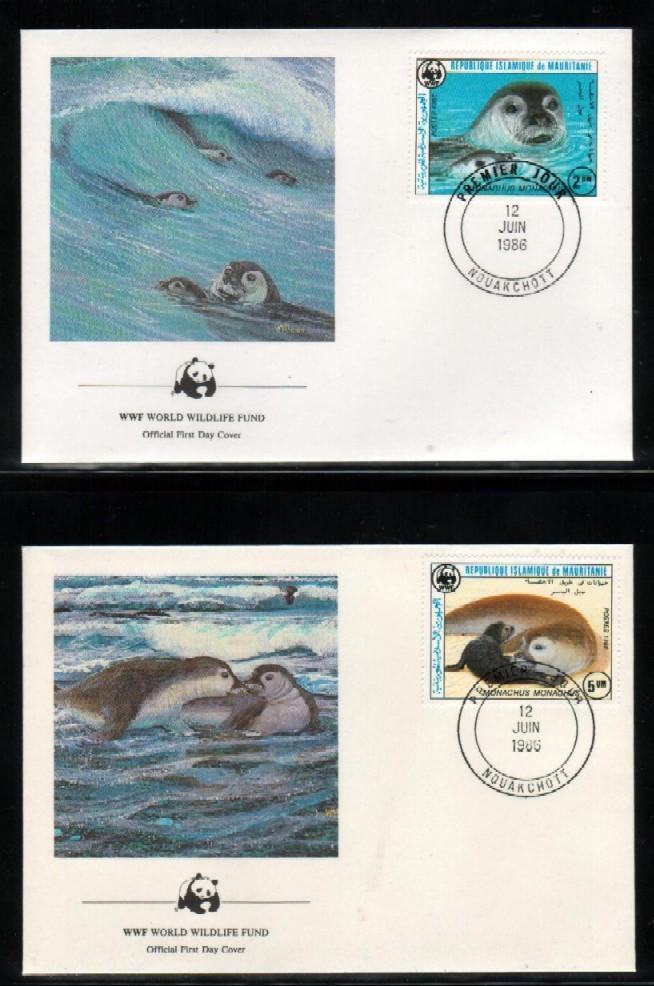 WWF 0037 1986 MAURITANIA MONK SEAL SET OF 4 FDCS - Other & Unclassified