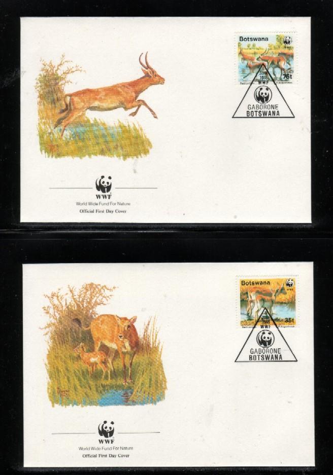 WWF 0068 1988 BOTSWANA RED LECHWE SET OF 4 FDCS - Other & Unclassified