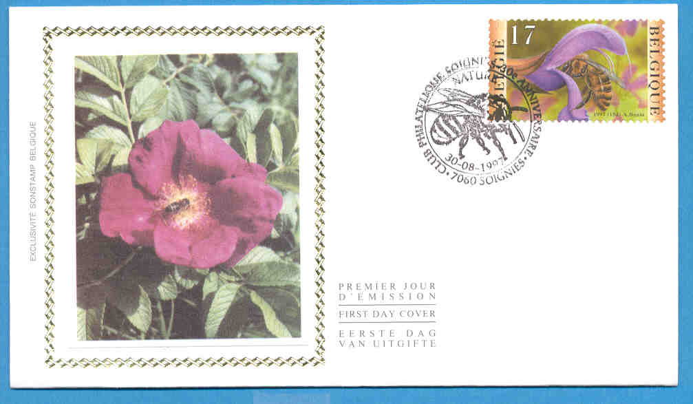 FDC Abeille Sur Feur - Sur Soie - Artsite: Buzin - Année: 1997 - Cachet: 30/08/1997 - Ref 9545 - Honeybees