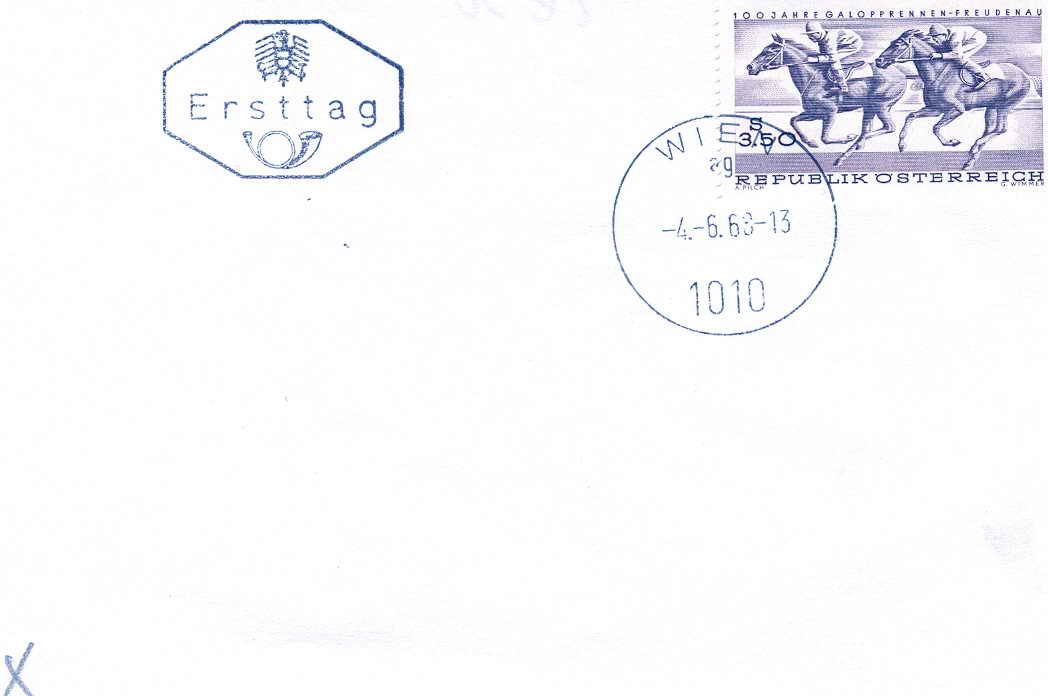 HIPPISMe FDC AUTRICHE 1968 100 ANS D´UNE COURSE AU GALOP - Paardensport