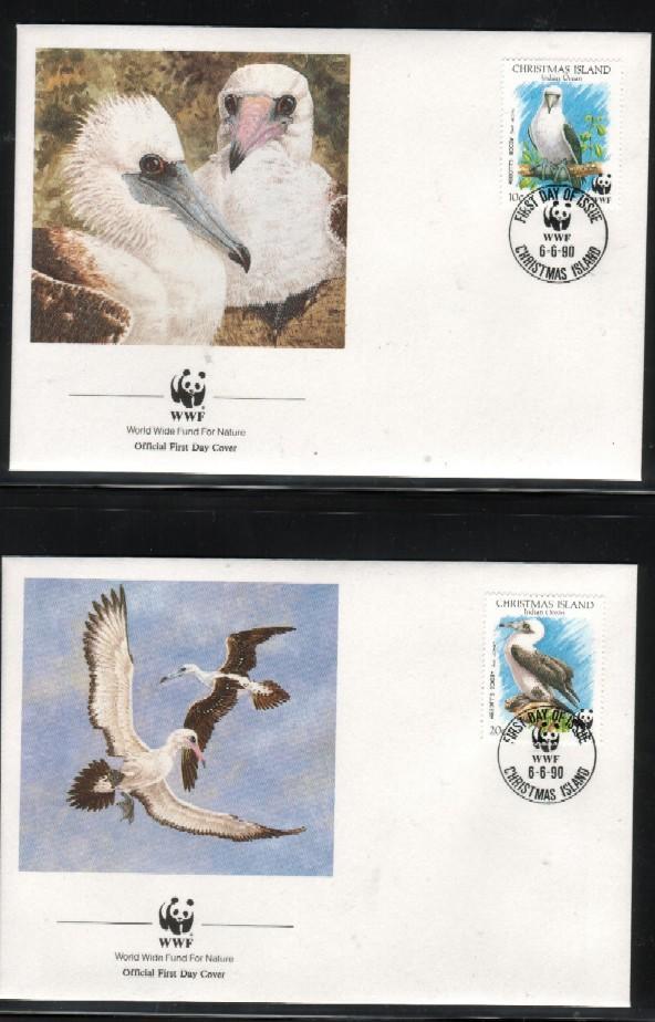 WWF 0098 1990 CHRISTMAS ISLAND ABBOTT'S BOOBY SET OF 4 FDCS - Other & Unclassified