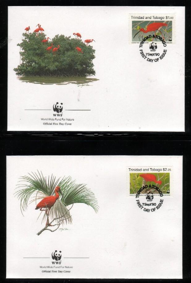 WWF 0101 1990 TRINIDAD & TOBAGO SCARLET IBIS SET OF 4 FDCS - Other & Unclassified