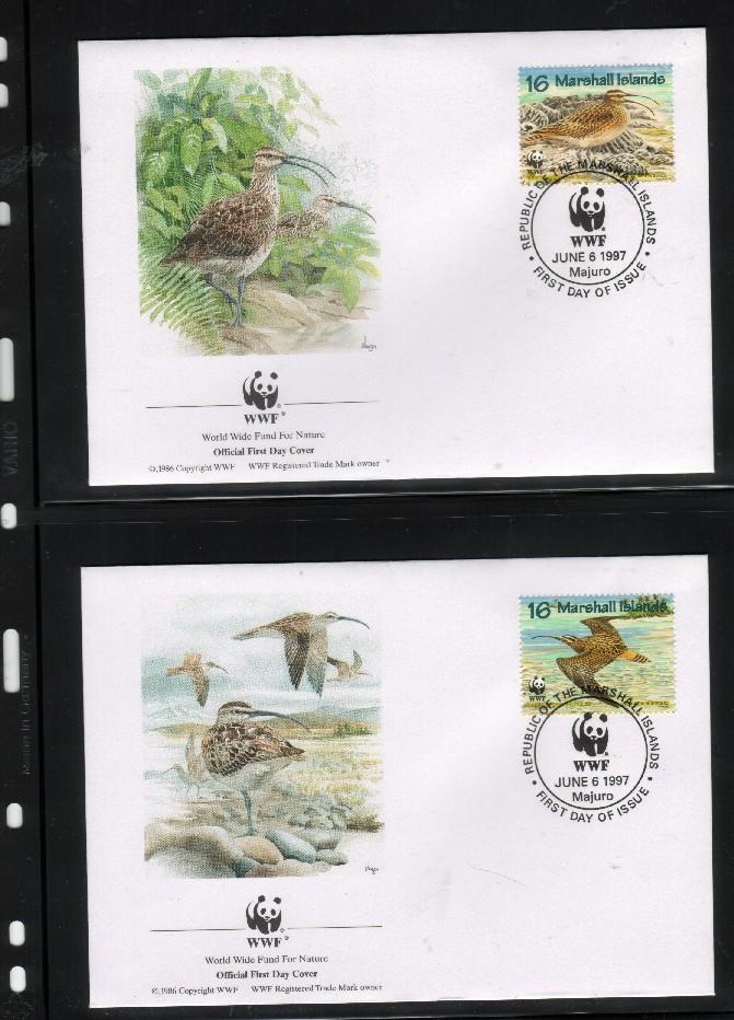 WWF 0219 1997 MARSHALL ISLANDS CURLEW SET OF 4 FDCS Birds - Other & Unclassified