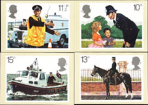 (4) Police Duties - U.K. PHQ Cards - Police - Gendarmerie