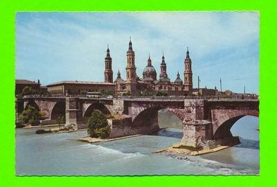 ZARAGOZA, SPAIN - PUENTE DE PIEDRA SOBRE EL EBRO - CARD TRAVEL IN 1967 - - Zaragoza