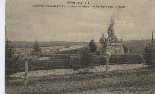 GERBEVILLER Guerre De 1914 Champ De Bataille - Aux Morts Pour La France - Gerbeviller