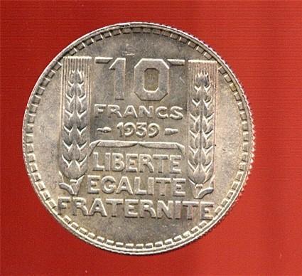 10 Francs TURIN 1939 Spl - Autres & Non Classés