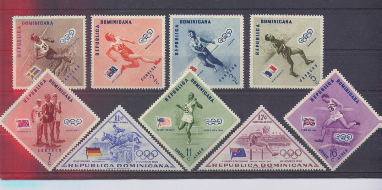 Rép. Dominicaine, Champions Olympiques Aux Jeux De Melbourne, 1957, N° 457/61 + P.A. 108/09, 114 Et 116 Yvert Neufs ** - Verano 1956: Melbourne