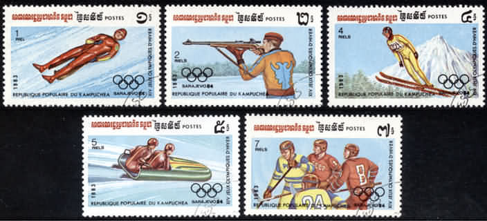 KAMPUCHEA : 1983 : Yv 407-411 (GEST-OBLIT) : "Olympische Winterspelen In Sarajevo '84" - Hiver 1984: Sarajevo