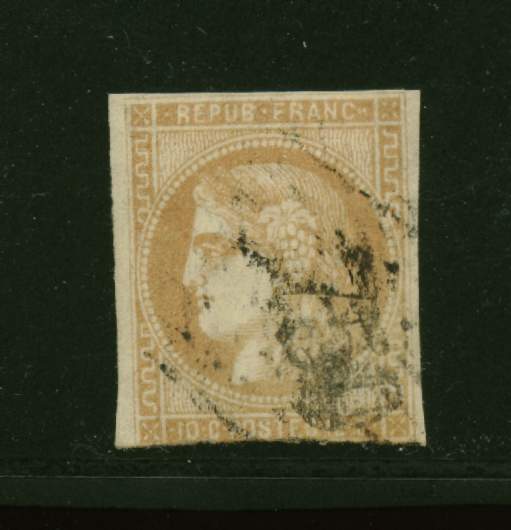 France Oblit N° 43A - 10c Bistre - 1870 Emission De Bordeaux