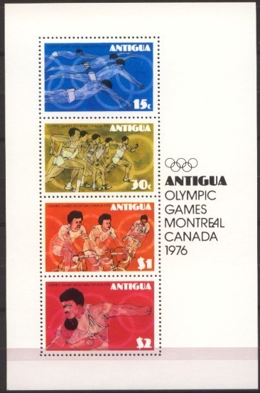 ANTIGUA 1976 OLYMPICS SS AHLETICS SWIMMING CYCLING BICYCLE FIETS - Ete 1976: Montréal