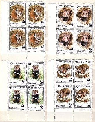 BULGARIA  1994  WWF - Hamster  4v.-MNH Block Of Four - Roedores