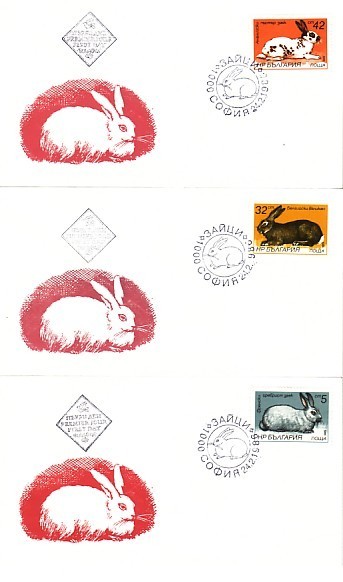 BULGARIA  / Bulgarie  1986   Rabbits  6v.- 6 FDC - Conigli