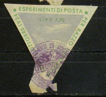 ITALIE TRES RARES VIGNETTES D' ESSAIS PAR CATAPULTE Obl. 1934 - Airmail