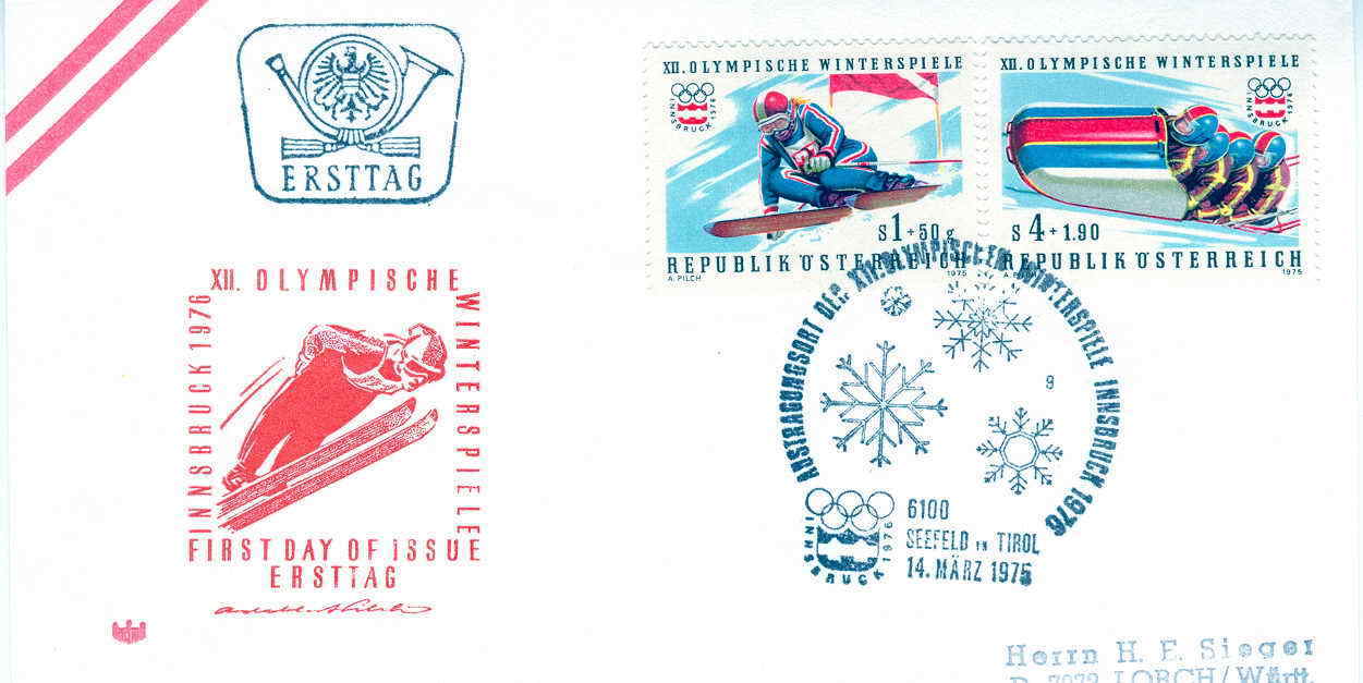 SKI OBLITERATION TEMPORAIRE AUTRICHE 1976 JEUX OLYMPIQUES D´INNSBRUCK + BOBSLEIGH - Winter (Other)