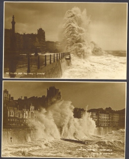 (2) Rough Seas Views Of Hastings U.K.- Real Photos - Hastings