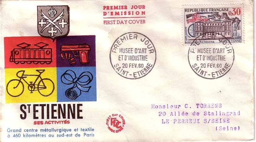 FDC SAINT ETIENNE Musée D´Art Et D´Industrie 1960 - Museen