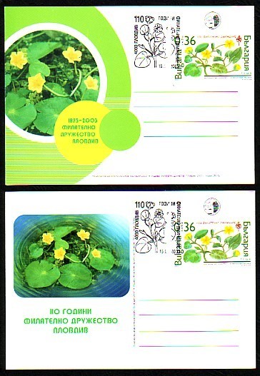 BULGARIA - 2003 - Flora -  2 P.Cart -  Spec.cachet  /tir.250/ - Postcards