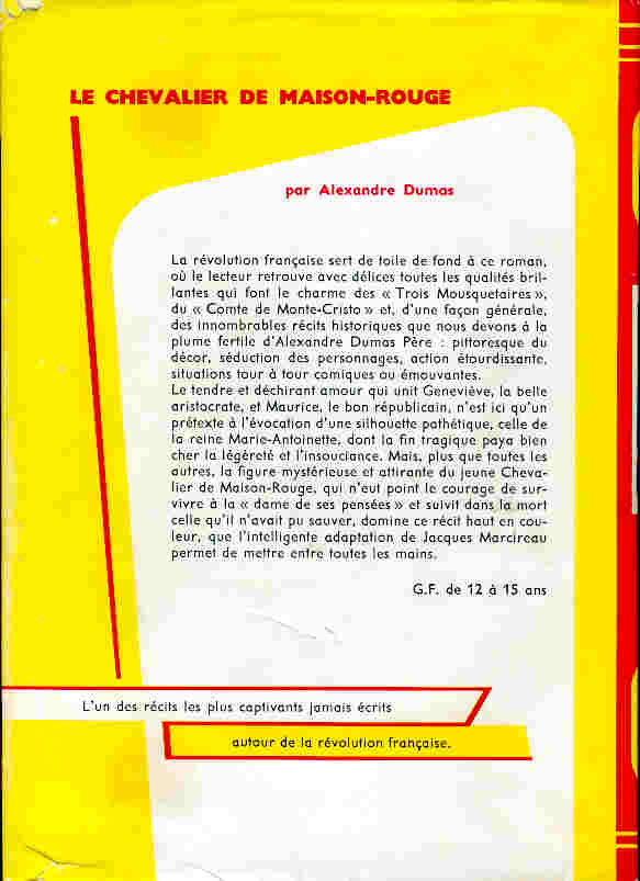 Alexandre Dumas - Le Chevalier De Maison-Rouge - Bibliothèque Rouge Et Or  Souveraine 646 - ( 1964 ) . - Bibliothèque Rouge Et Or