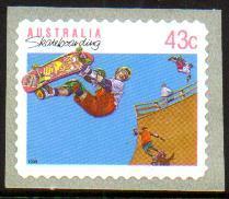 AUSTRALIA  -  1990-91 Skateboarding, Waxed Backing Paper. Scott 1186. MNH - Mint Stamps