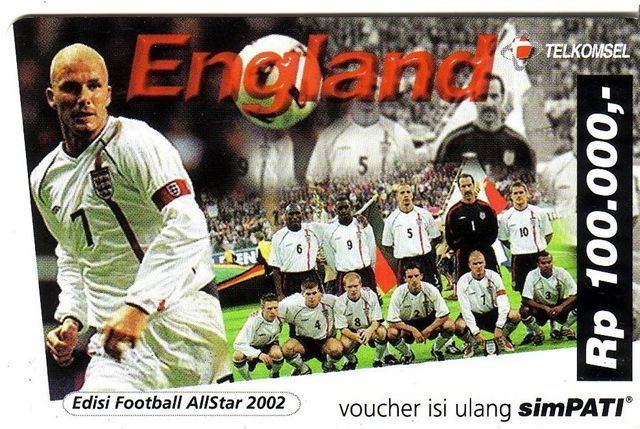 DAVID BECKHAM & ENGLAND NATIONAL TEAM - Indonesia Old Rare Card * Football Soccer FC Manchester United Real Madrid CF - Indonesia