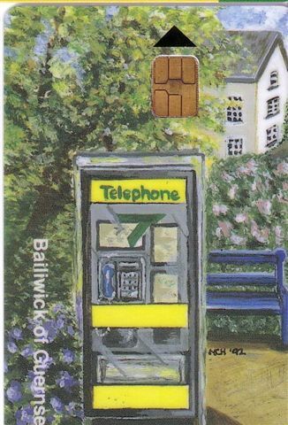 TELEPHONE BOX  ( Guernsey Old & Rare First Issue )  Telephone Booth Box Kiosk Phone-box Cabine Téléphonique Telefonzelle - Jersey En Guernsey