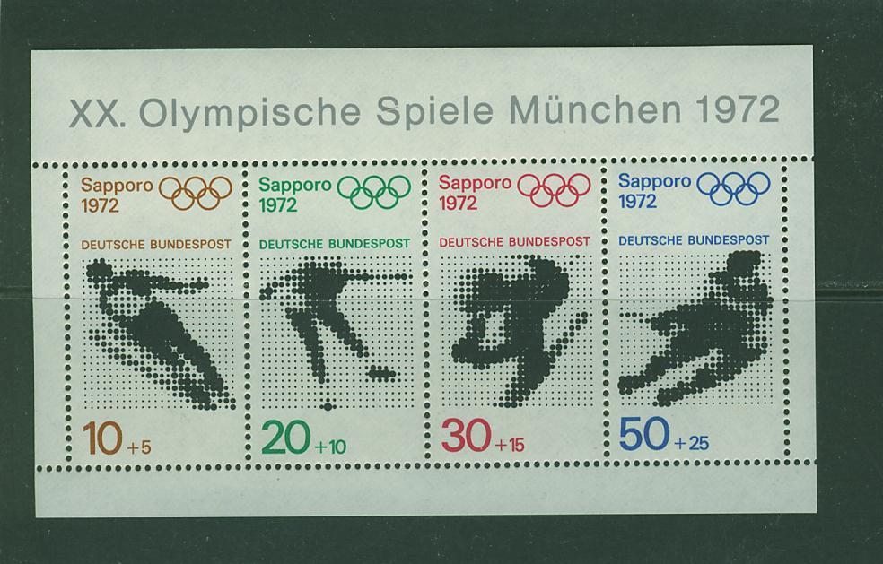 372N0156 Saut A Ski Patinage De Vitesse Ski Alpin Bloc 5 Allemagne 1972 Neuf ** Jeux Olympiques De Sapporo - Hiver 1972: Sapporo