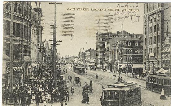 Canada Winnipeg Main Street Looking North  Timbrée Winnipeg 1907 Tramway - Winnipeg