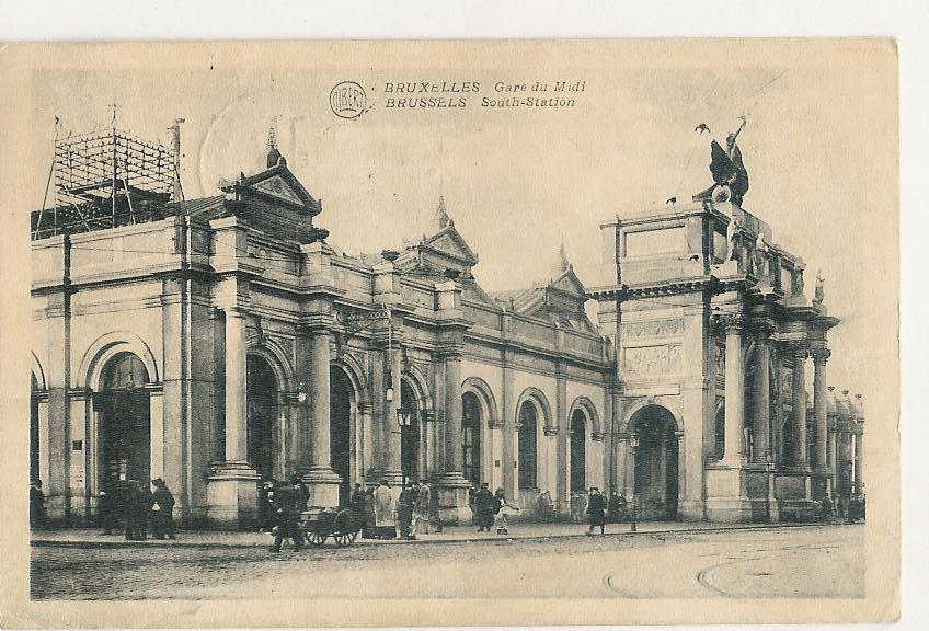 Brussel La Gare Du Midi Animé 1920 (d514) - Spoorwegen, Stations