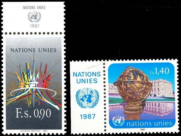 Nations Unies / Geneva / United Nations (Scott 152-53) [**] Onglet/Tab - Unused Stamps