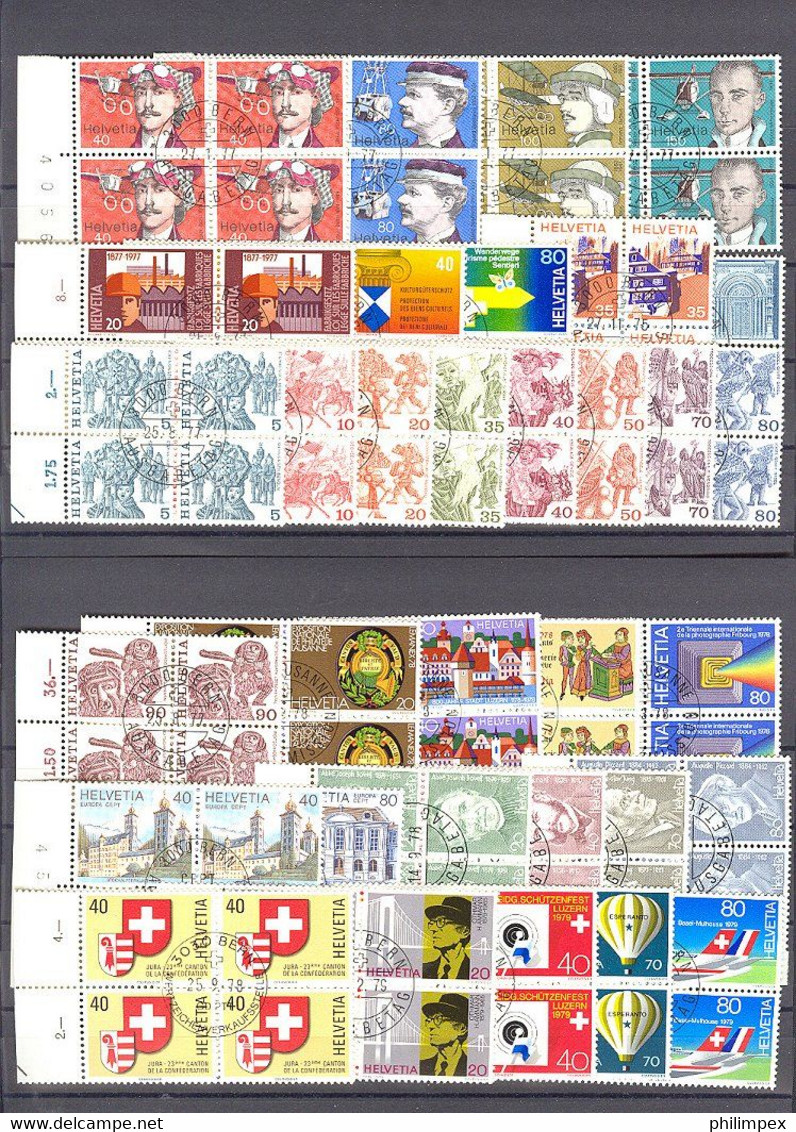 SWITZERLAND - SUPERB  COLLECTION ~1976-1999 - ALL USED BLOCKS OF 4!