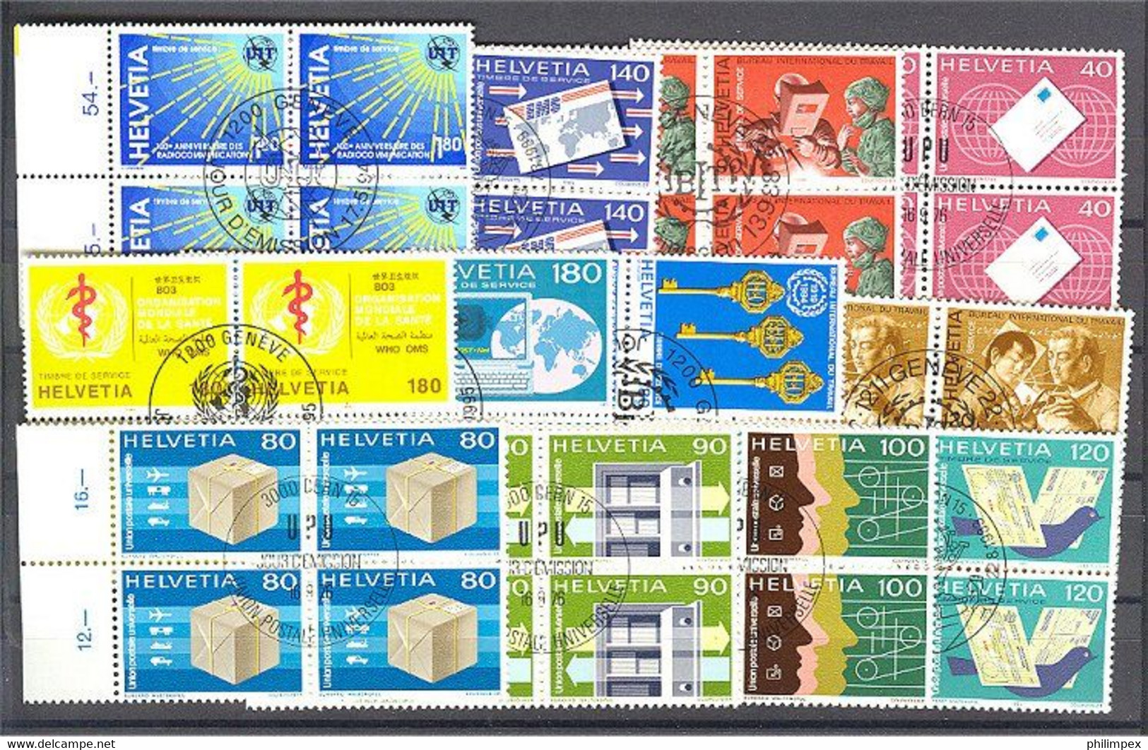 SWITZERLAND - SUPERB  COLLECTION ~1976-1999 - ALL USED BLOCKS OF 4!