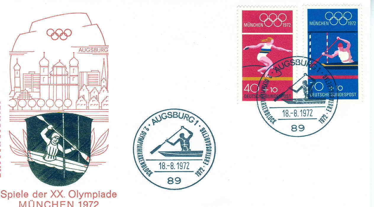 AVIRON OBLITERATION TEMPORAIRE ALLEMAGNE 1972 JEUX OLYMPIQUES DE MUNICH - Roeisport