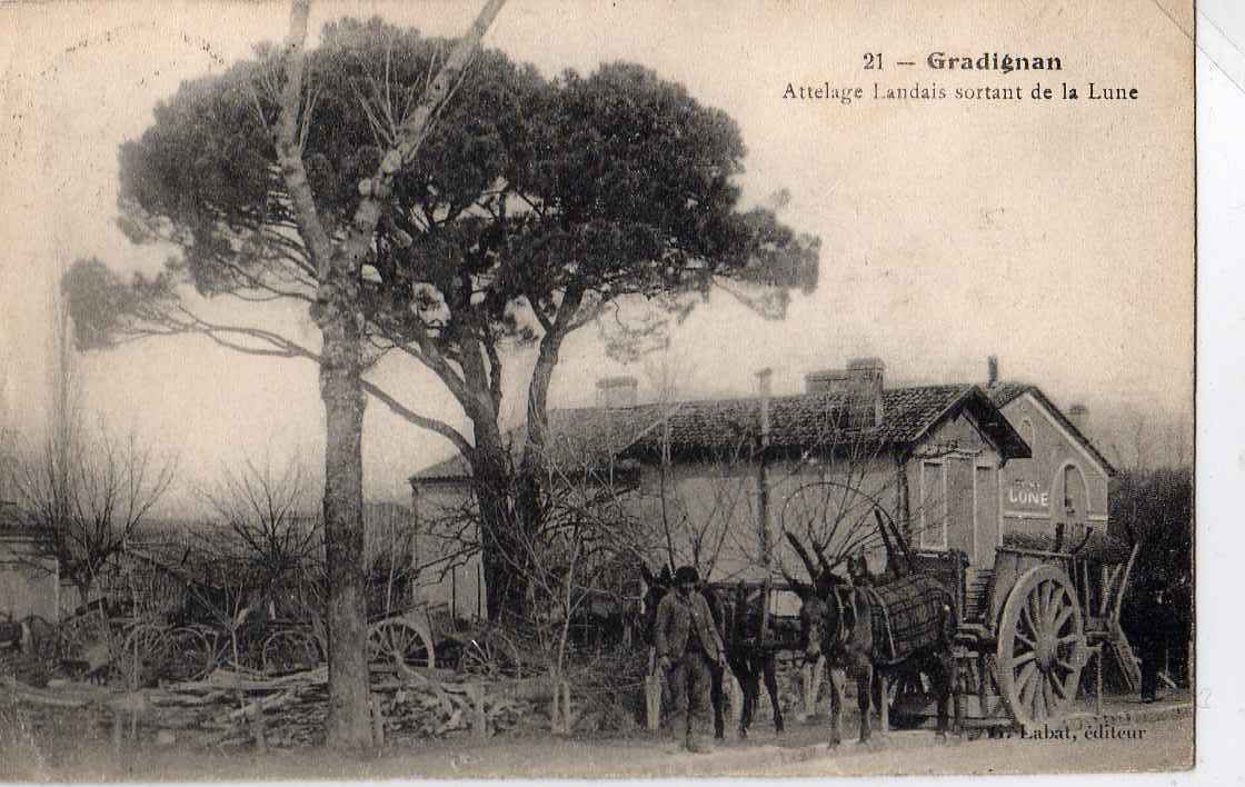 33 GRADIGNAN Attelage Landais Sortant De La Lune, Beau Plan 193? - Gradignan