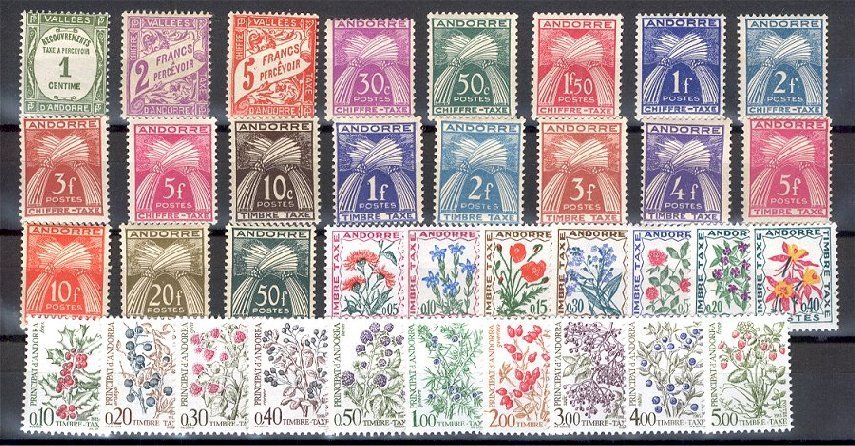 ANDORRA NICE GROUP DUE STAMPS 1946-50 LIGHT HINGED And NEVER HINGED */**! - Ungebraucht