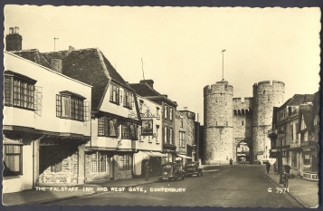 Street Scene, Canterbury, U.K. Falstaff Inn And West Gate - Real Photo - Canterbury