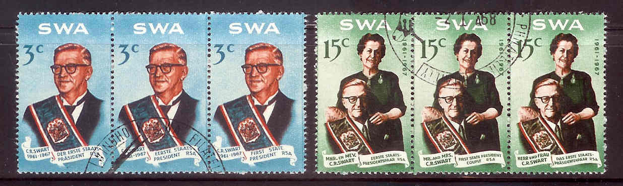 SWA 1968 Cancelled Stamp(s) C.R. Swart 350-355 #612 - Namibie (1990- ...)