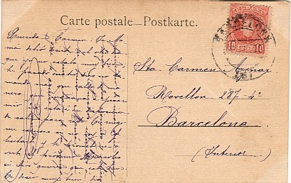 6613. Postal BARCELONA 1909. Correo Interior - Covers & Documents