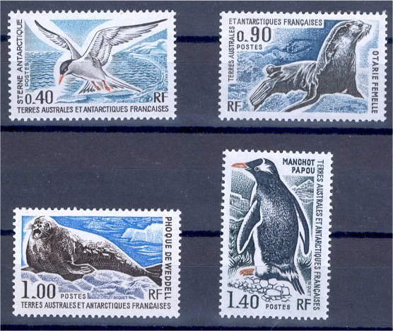 FRENCH SOUTHERN & ANTARCTIC TERRITORIES 4 DIF ANIMAL STAMPS NH **! - Neufs