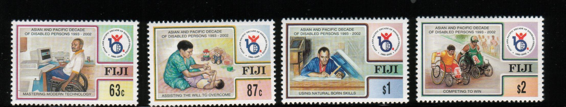 FIJI 1998 ASIA & PACIFIC DECADE OF DISABLED PERSONS SET OF 4 NHM - Fiji (1970-...)