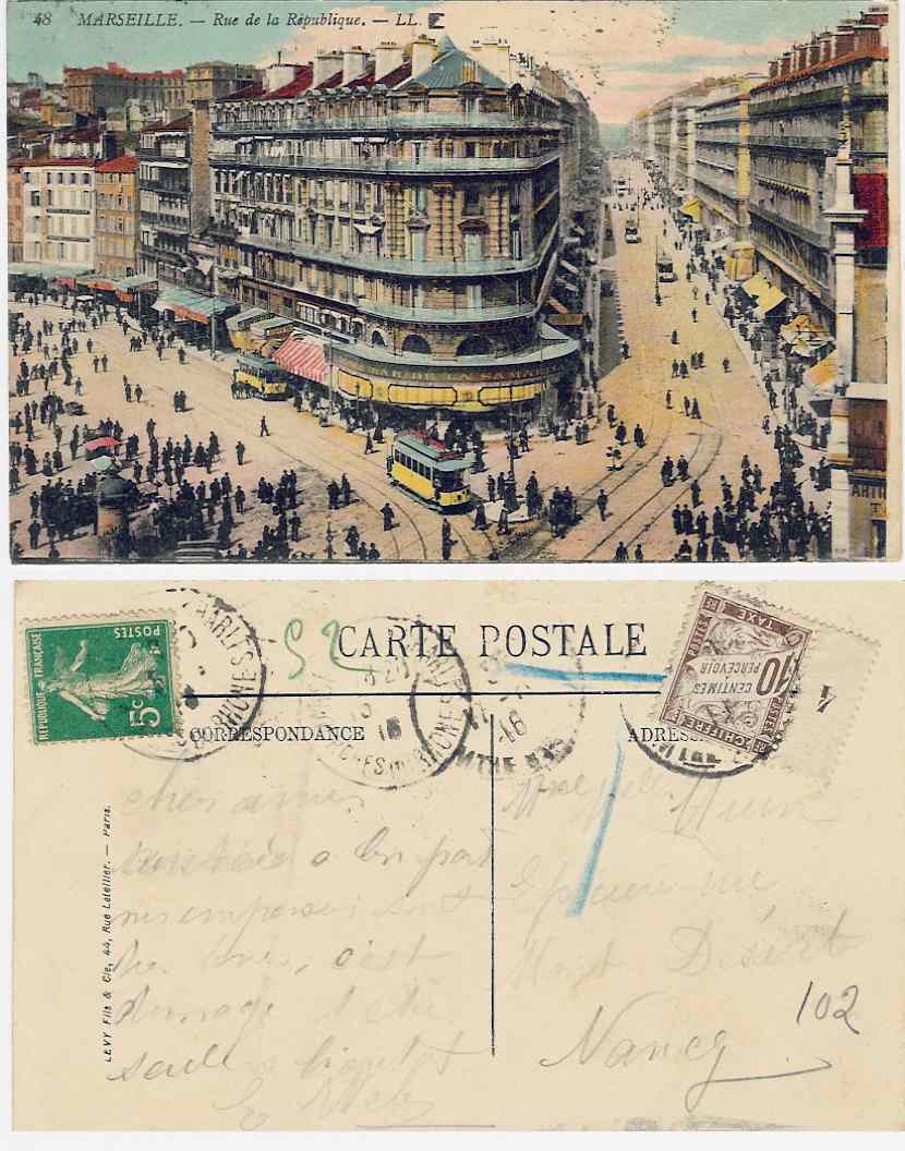 Carte 1916 Marseille Rue De La République LL - 1859-1959 Gebraucht