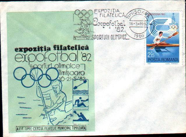 Romania,cover 1982, Olympic Games Moscova, Rowing - Rudersport