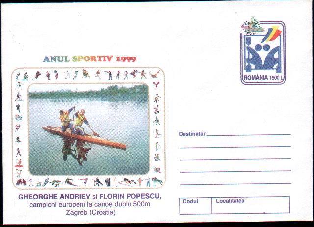 Romania, Stationery Cover 1999,canoe - Rowing