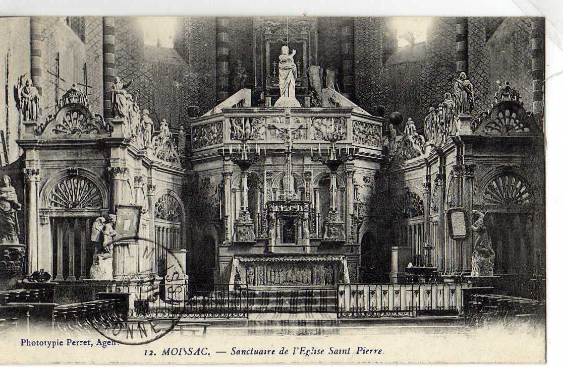 82 MOISSAC Eglise St Pierre Lot De 3 Cartes, Vue, Portail Du XIIeme,Sanctuaire 1913 - Moissac